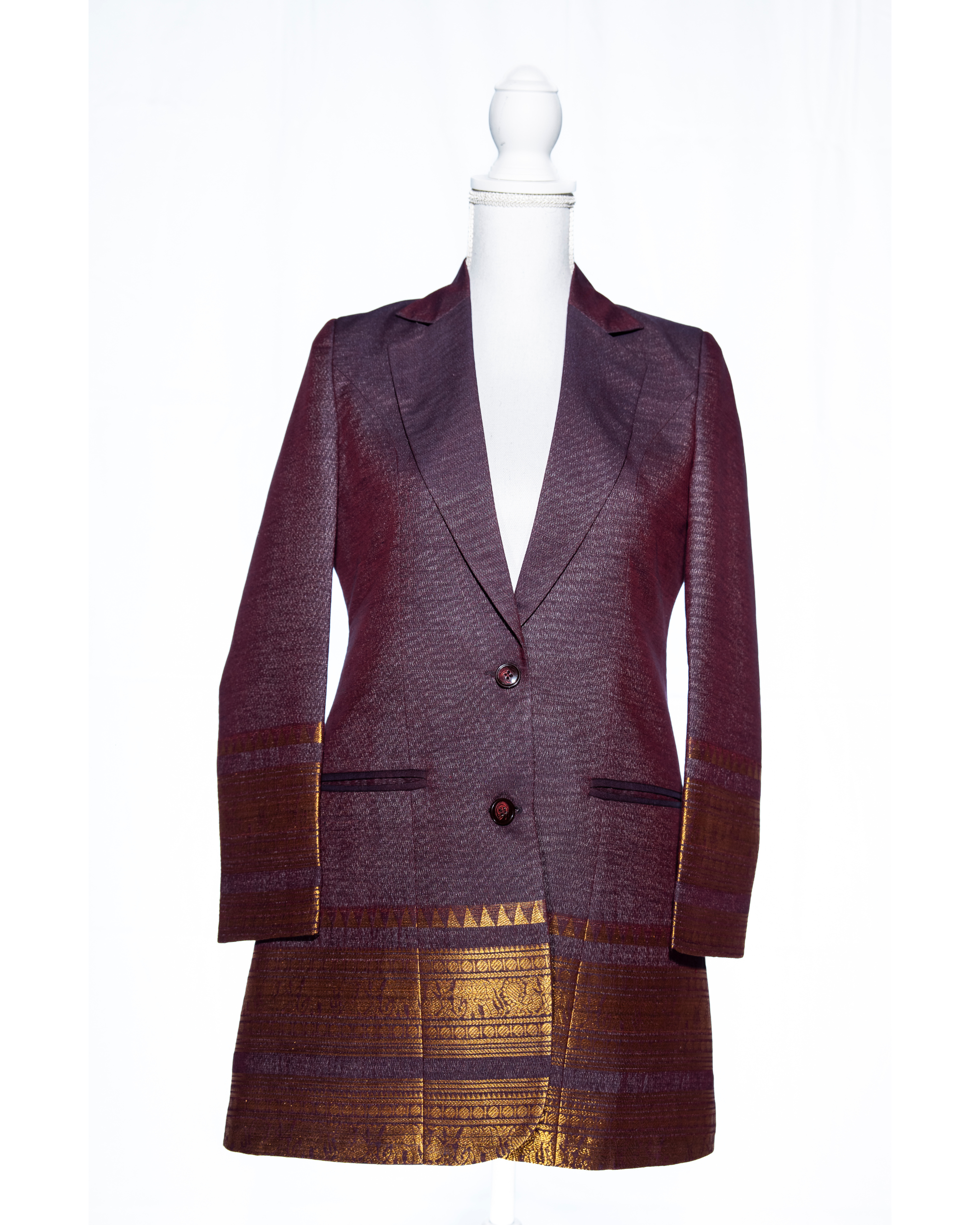 Coffee brown/Purple Kanchi Cotton Saree Blazer