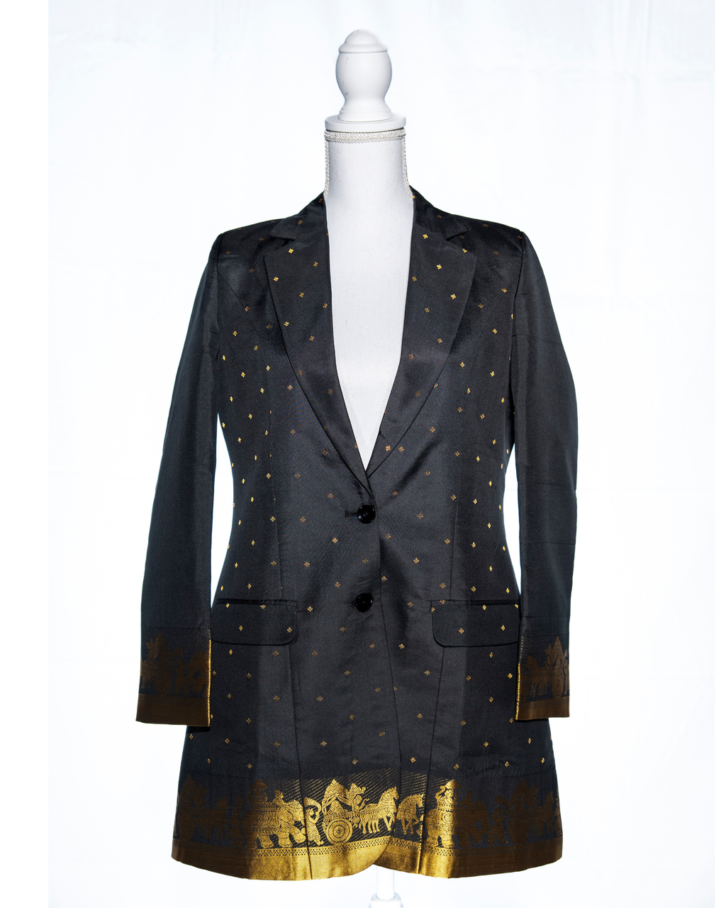 Black/Gold Semi Kanchi Silk Saree Blazer