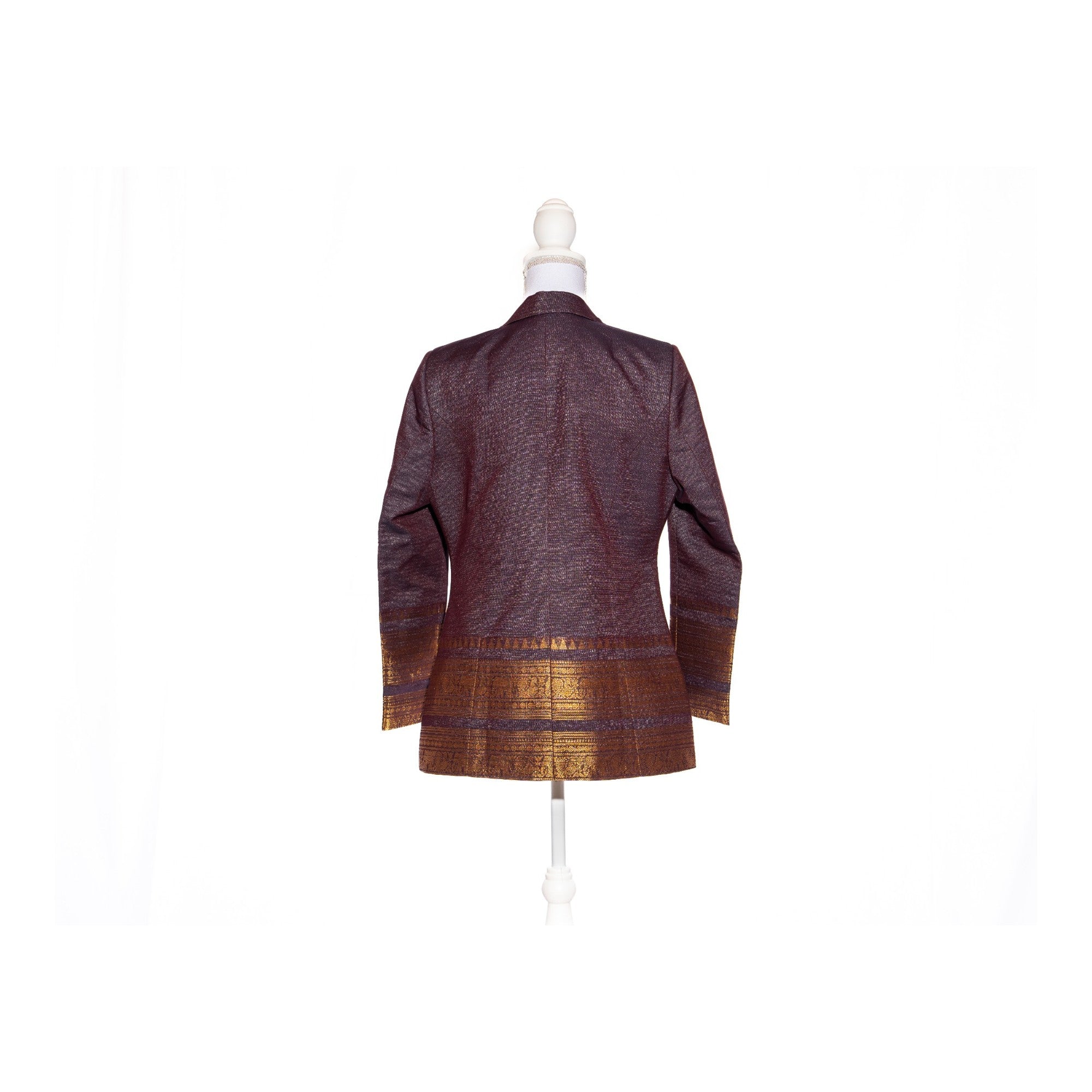 Short Coffee brown/Purple Kanchi Cotton Saree Blazer