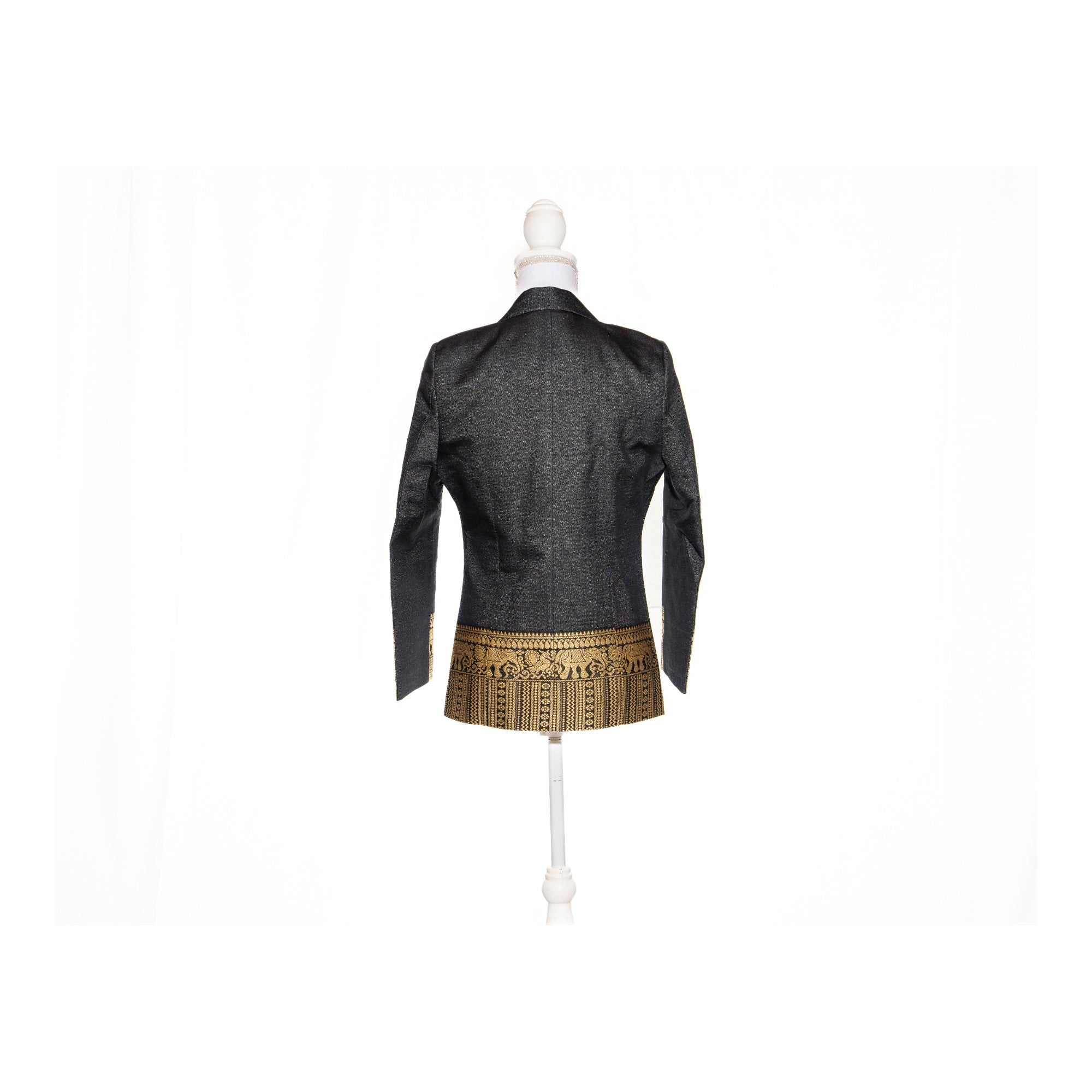 Short black elephant Kanchi Cotton Saree Blazer