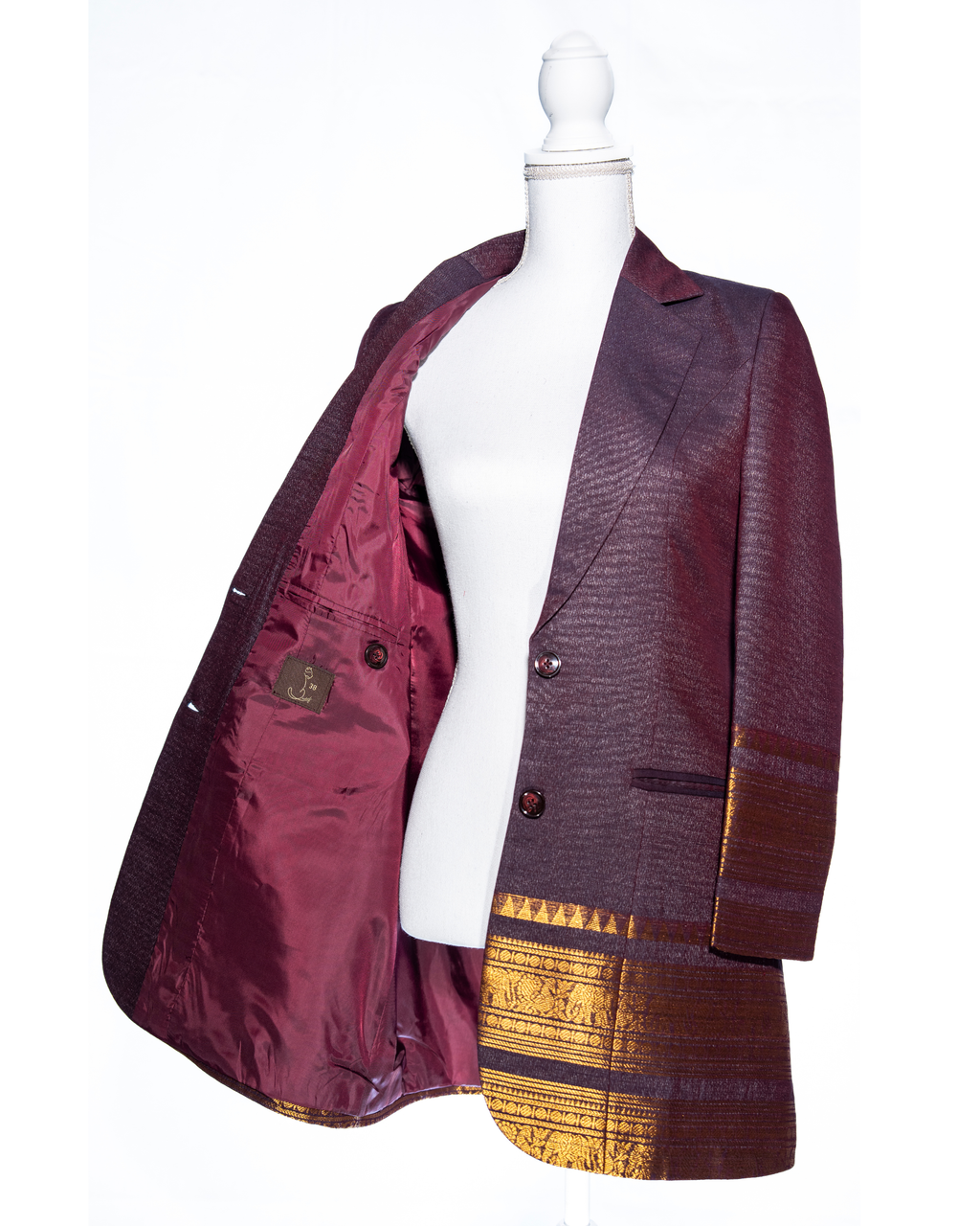 Coffee brown/Purple Kanchi Cotton Saree Blazer