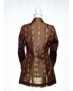 Brown Semi Kanchi Silk Saree Blazer