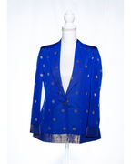 Blue Semi Kanchi Silk Saree Blazer