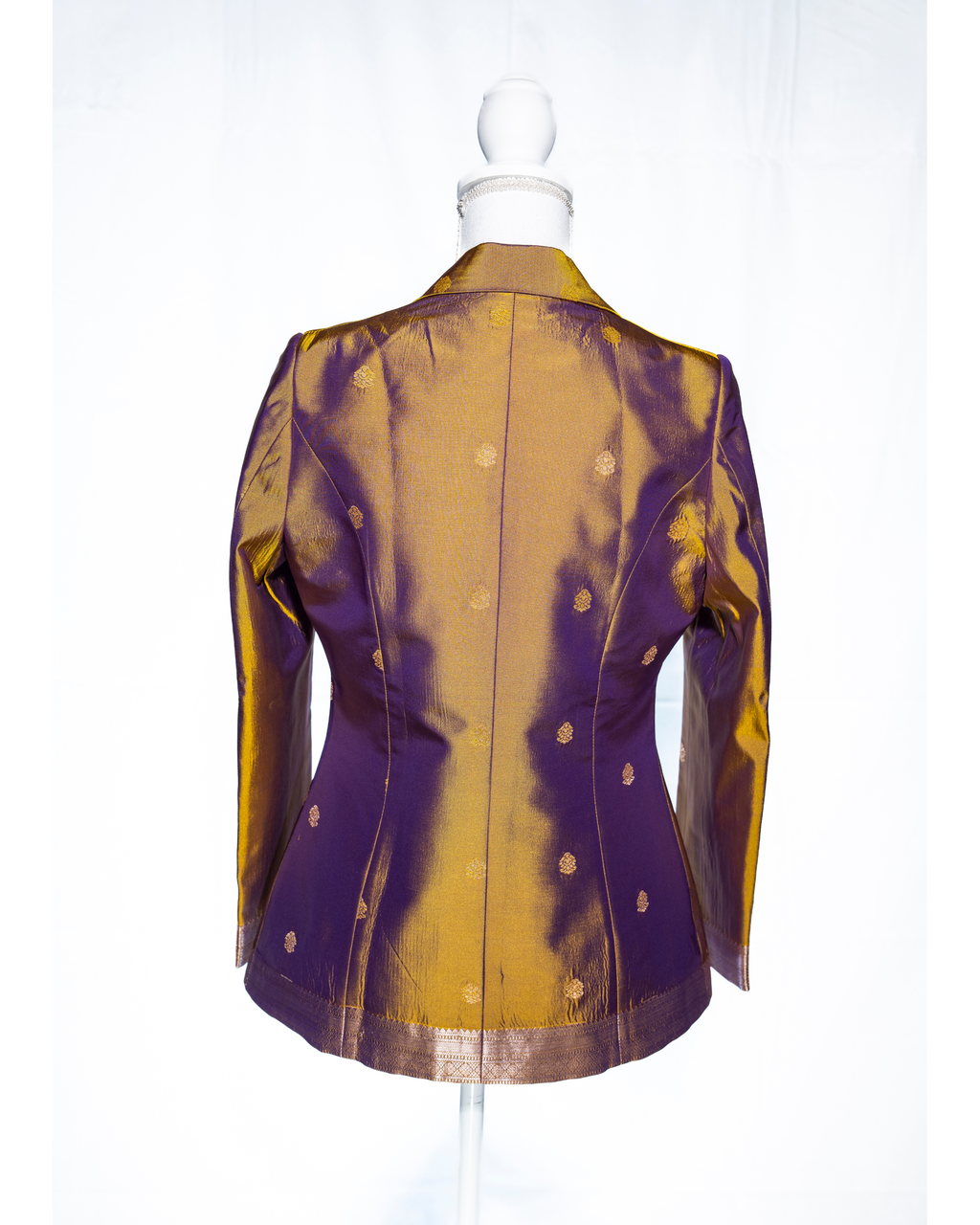 Gold/Purple Semi Kanchi Silk Saree Blazer - SIGNATURE PIECE