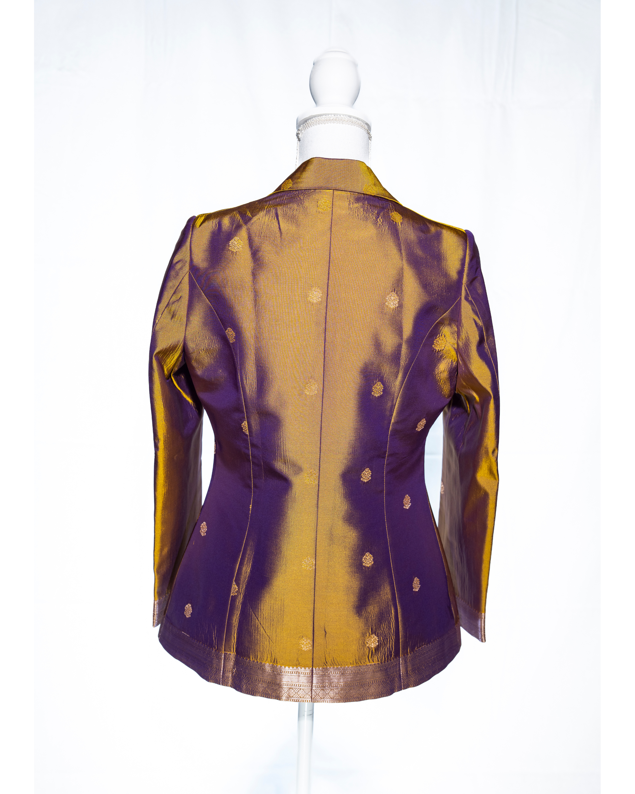Gold/Purple Semi Kanchi Silk Saree Blazer - SIGNATURE PIECE