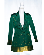 Green/Gold Semi Kanchi Silk Saree Blazer