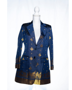 Dark blue Semi Kanchi Silk Saree Blazer