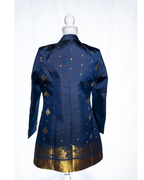 Dark blue Semi Kanchi Silk Saree Blazer