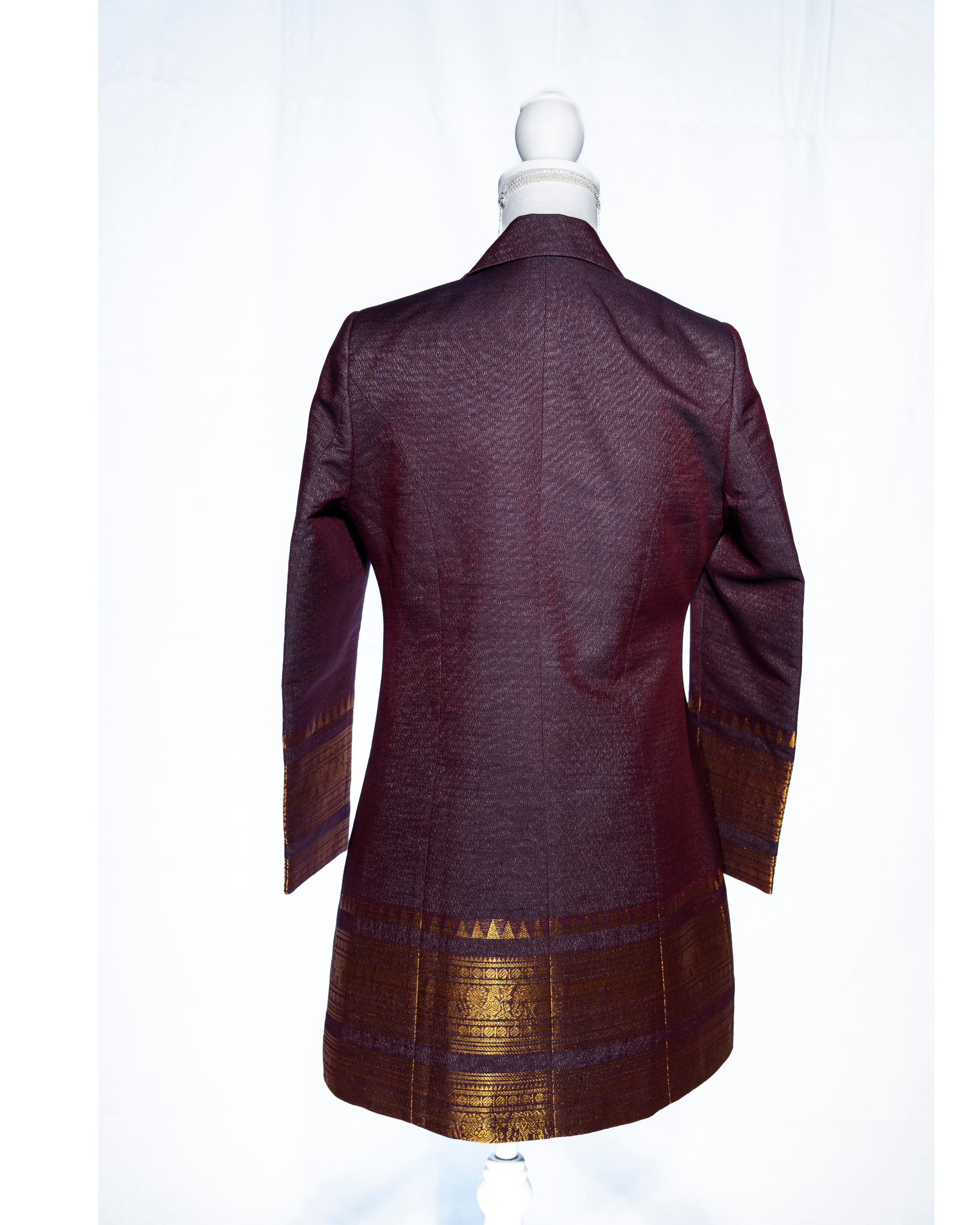 Coffee brown/Purple Kanchi Cotton Saree Blazer