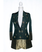 Dark green Semi Kanchi Silk Saree Blazer