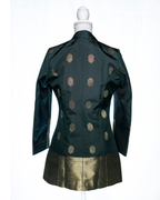 Dark green Semi Kanchi Silk Saree Blazer