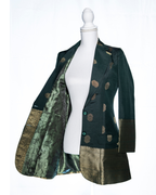Dark green Semi Kanchi Silk Saree Blazer