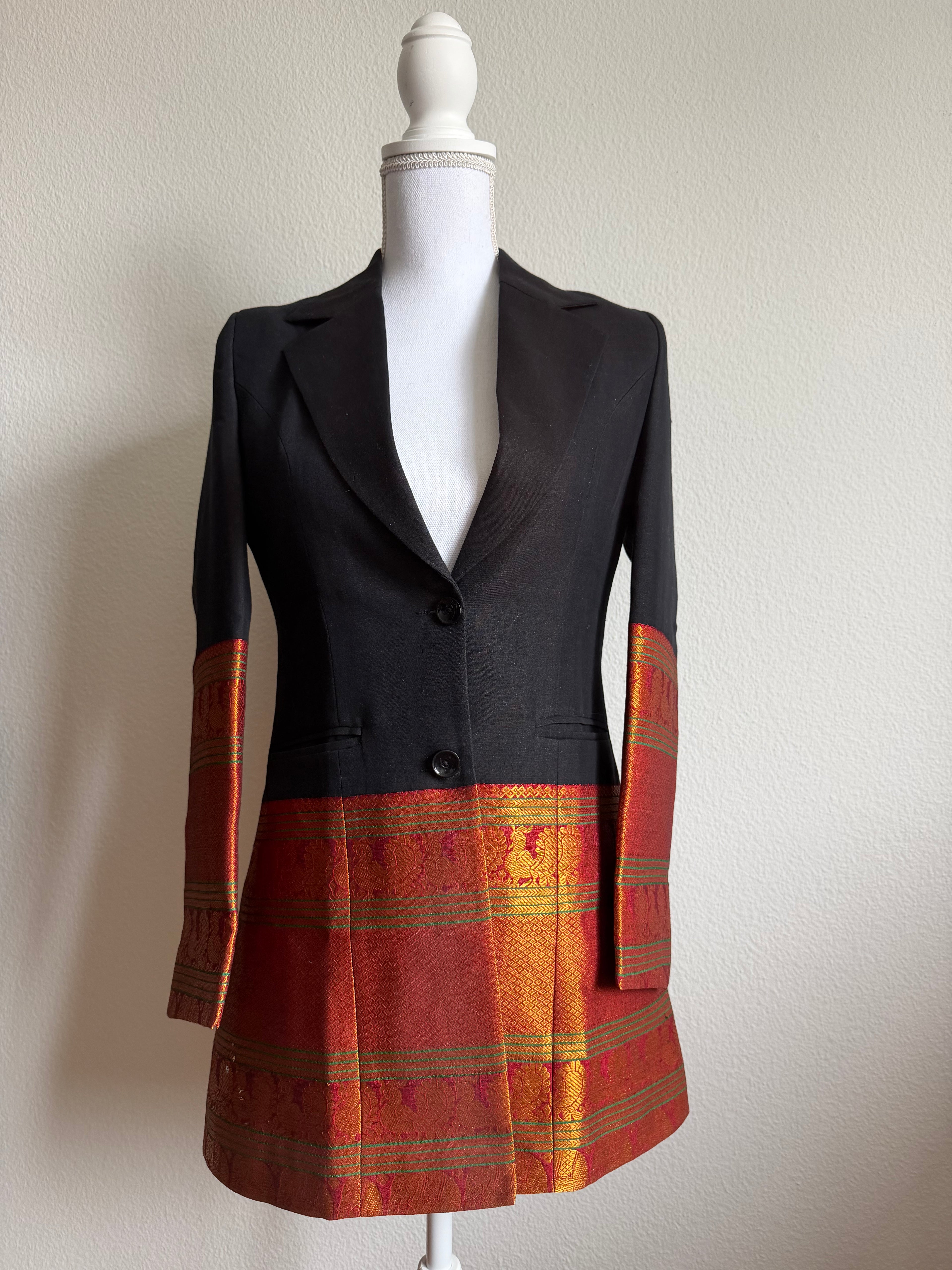 Black/Red Mercerisrd Narayan peth Cotton Blazer