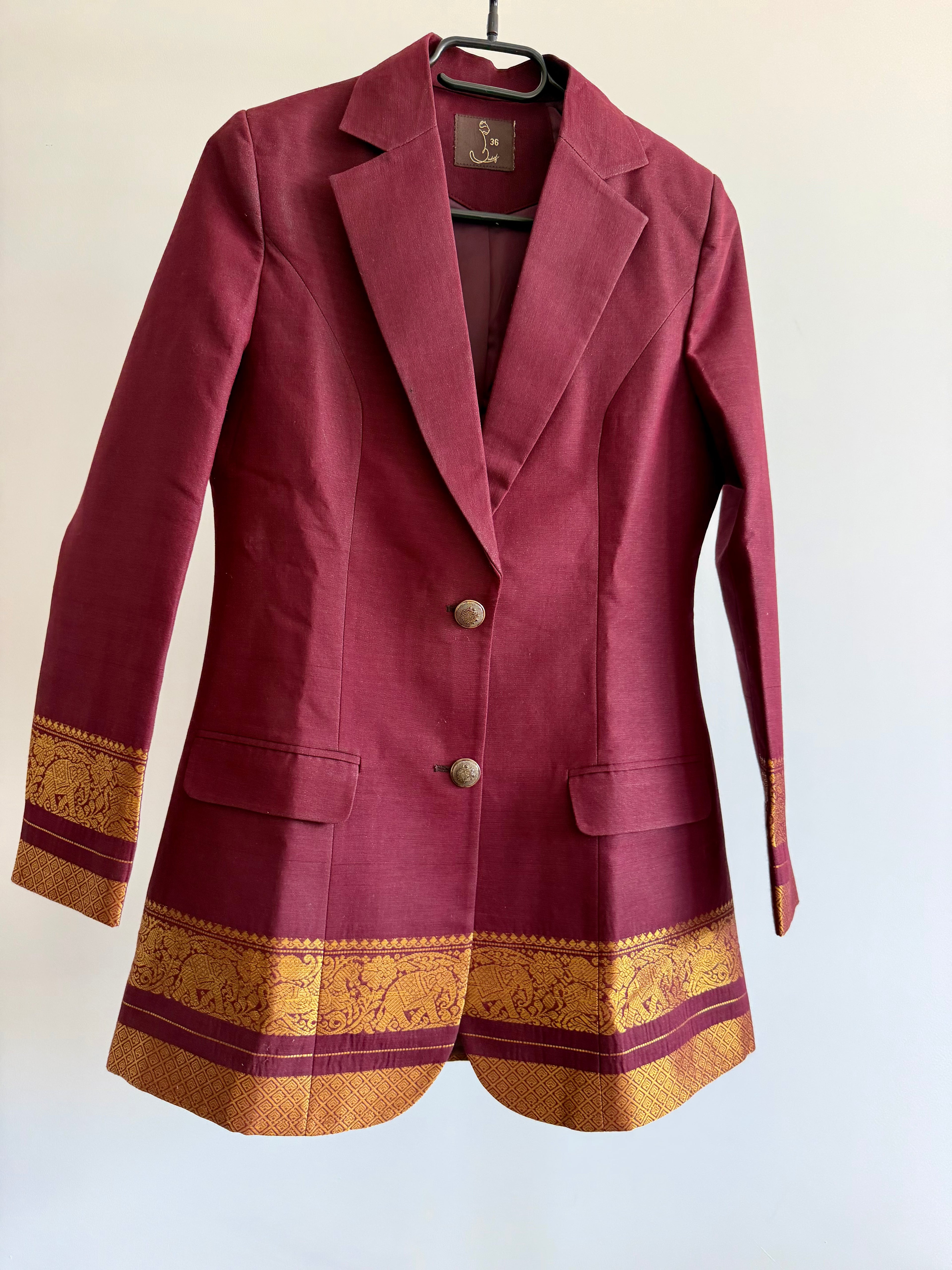 Brown/Gold Cotton Blazer