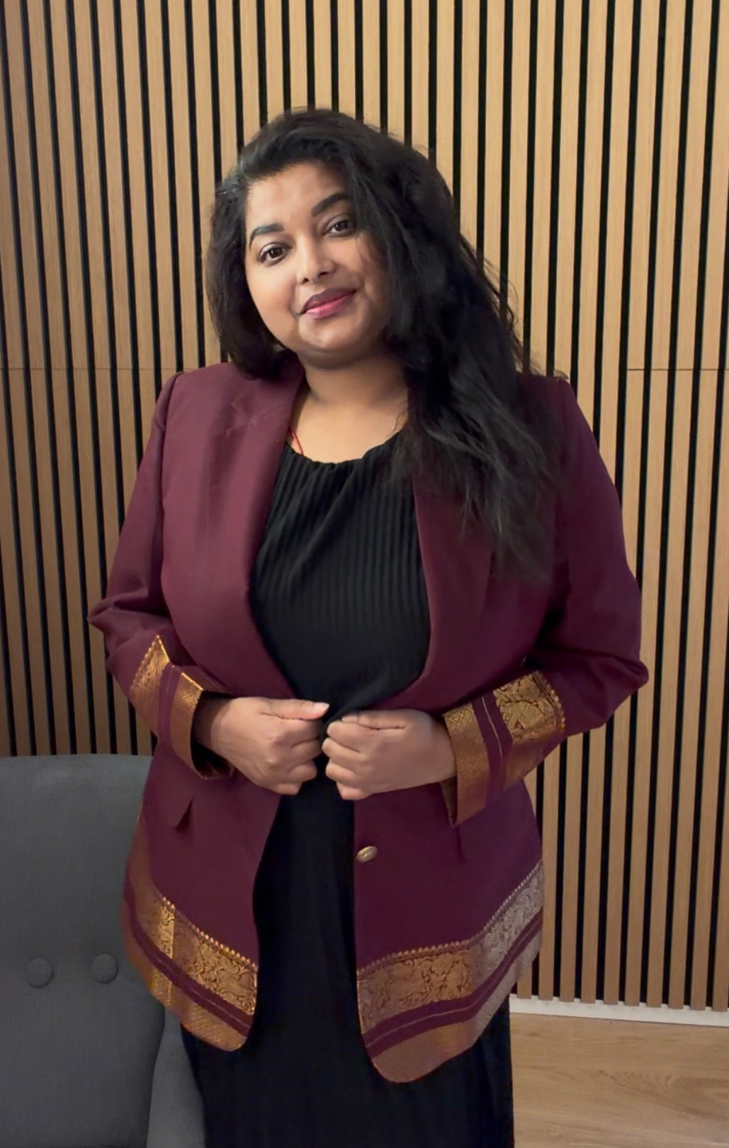 Brown/Gold Cotton Blazer