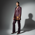 Coffee brown/Purple Kanchi Cotton Saree Blazer