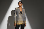 Grey/Gold Semi Kanchi Silk Saree Blazer