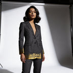 Black/Gold Semi Kanchi Silk Saree Blazer