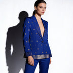 Blue Semi Kanchi Silk Saree Blazer