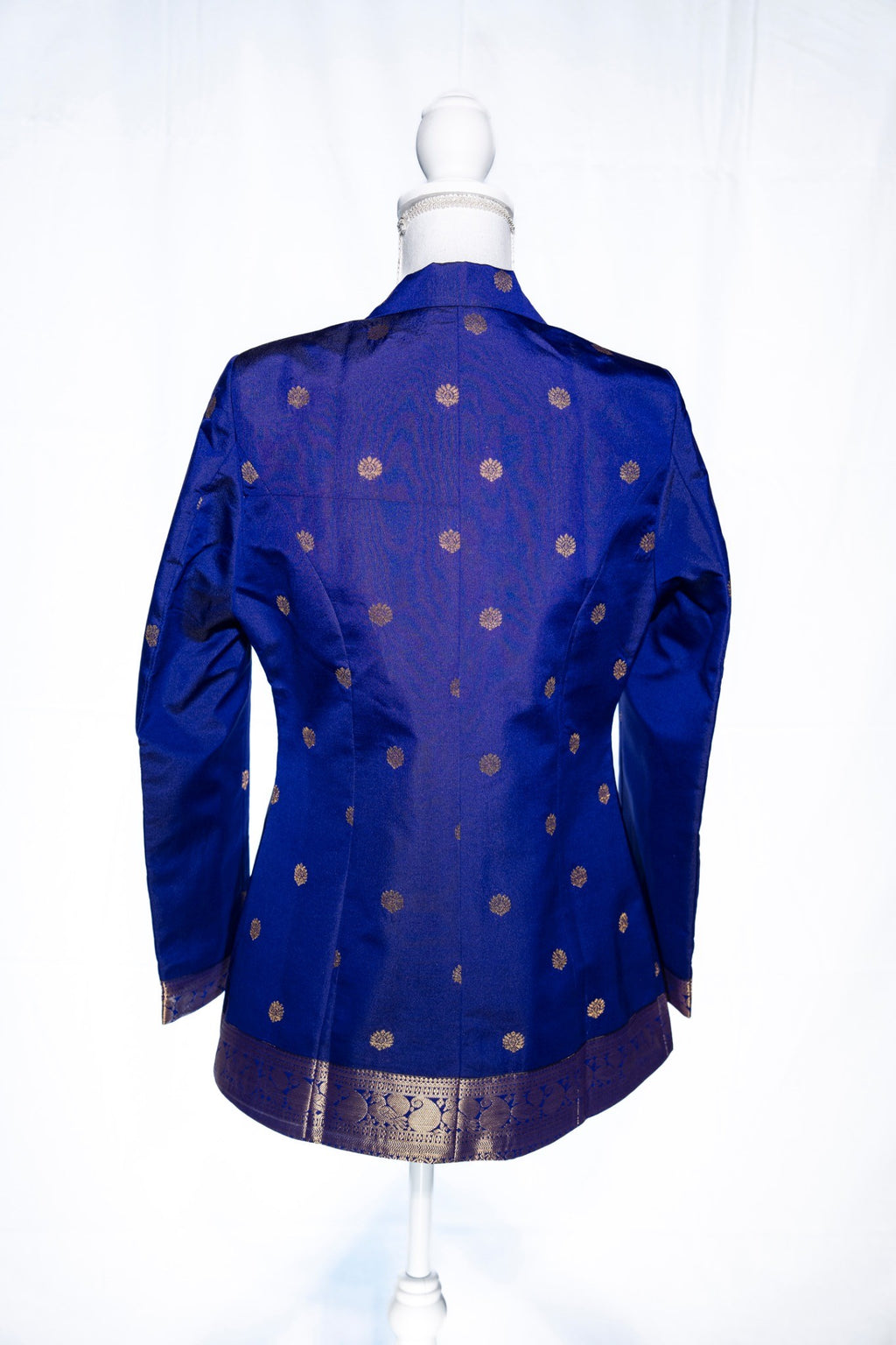 Dark blue Semi Kanchi Silk Saree Blazer